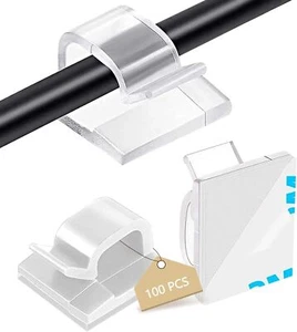 Cable Clips 100PCS, Adhesive Cord Organizer for Wall, Desk & Lights - Picture 1 of 7