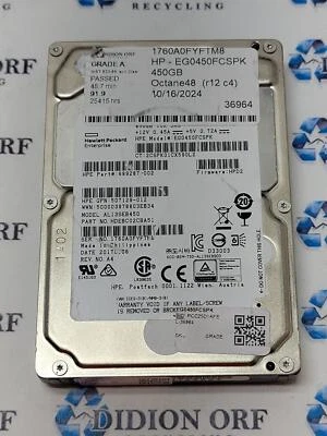 HPE 450GB 2.5" SAS HDD 10000 RPM AL13SEB450, P/N 689287-002 GRADE A, SKU 12910 - Image 1 of 2