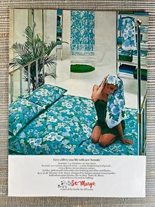 St Marys Serenity Flower Sheet Bedding Towel Linens 1970 Vintage Print Ad - Picture 1 of 1