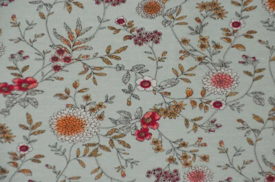 blauer Sweat-Stoff mit Blumen Gräsern Felpi von Hilco 50 x 155 cm French Terry - Bild 1 von 4