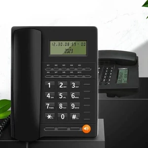 Stylish Black Corded Phone with Caller ID and Customizable Volume Control - Zdjęcie 1 z 13