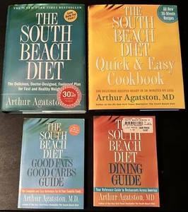South Beach Diet Books 4 Agatston Good Fats Carbs Dining Quick Easy - Foto 1 di 9
