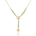 Gold Plated Sterling Silver Peace Sign Charm Faceted Chrysoprase Beads Necklace