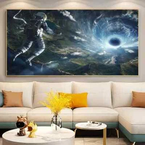 Astronauts Landscape Poster Print Wall Art Canvas Painting Home Decor - Picture 1 of 4