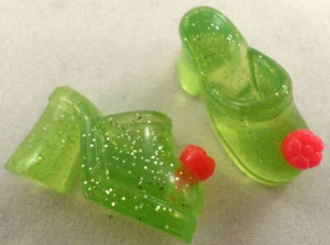 American Girl Doll Ag Mini'S Illuma Room Green Sparkle Clogs Shoes With Pink Pom - Picture 1 of 1