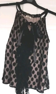 Excellent Condition Love Label Black Taupe Evening Top Size 14 - Picture 1 of 1