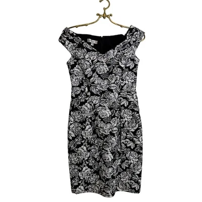 Vestido para mujer Kay Unger New York negro floral metálico cóctel talla 6 Foto 1 de 4