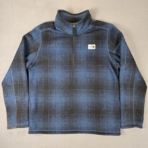 North Face Pullover Herren Large 1/2 Zip Gordon Lyons blau kariert Fleecepullover - Bild 1 von 10