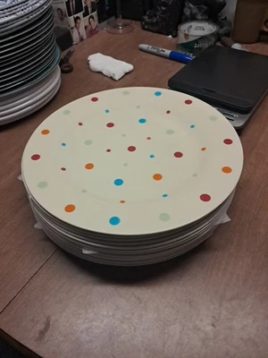 16 Temptations POLKA DOT Melamine Round Dinner Plates 10.5" Unused New Euc++ - Image 1 of 2