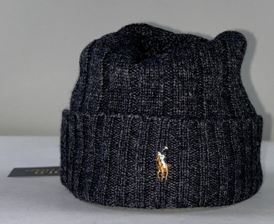 Polo Ralph Lauren Cuffed Wool Ribbed Signature Logo Beanie Pp0054 035