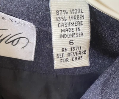 Chaqueta Blazer Lord & Taylor Lana Cachemira Bolsillos Talla 6 Azul Tranquilo Lujo Preppy Foto 1 de 4