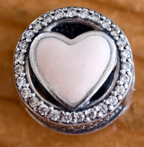 Pandora Charm Wundervolle Liebe rund mit rosa Herz 925 Silber Anhänger Armband - Bild 1 von 2
