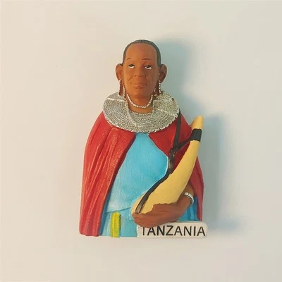 Tanzania Humanistic Clothing Tourist Souvenir 3D Resin Fridge Magnet Craft Gift - Image 1 of 4