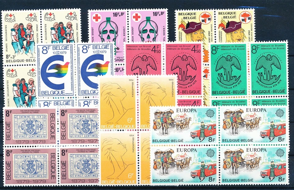 LS63198 Belgium mixed thematics blocks of 4 MNH - Image 1 of 1