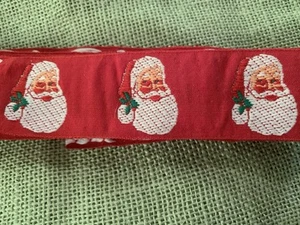 Vintage Santa Jacquard Ribbon *2.7 Yards Total* - Picture 1 of 2