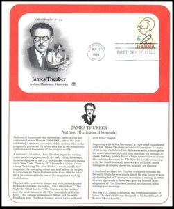 1994 James Thurber author Sc 2862 FDC PCS panel, humor cartoon dog sketch wit - Picture 1 of 1
