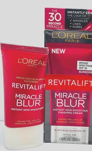 (2) L'OREAL REVITALIFT MIRACLE BLUR pelle liscia istantanea 1,18 once **VENDUTO COSÌ COM'È - Foto 1 di 8