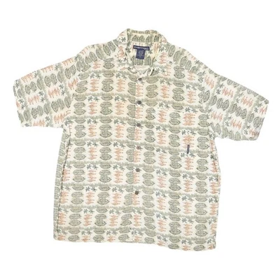 EXOFFICIO Mens Cream & Green Rayon Pattern Shirt S Lightweight Casual Summer - Image 1 of 4