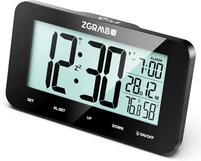 Digital Alarm Clock, Atomic Alarm Clock for Bedrooms with Indoor Temp, Humidity, - Image 1 of 4