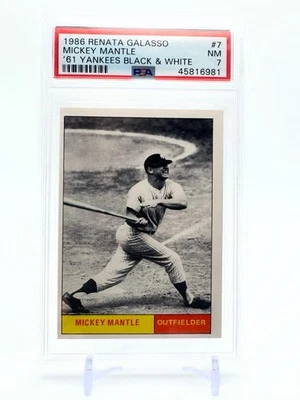 Tarjeta de béisbol 1986 Renata Galasso Mickey Mantle New York Yankees PSA 8 Foto 1 de 2