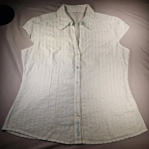 Ben Sherman Cap Sleeved Pale Blue Patterned Blouse - Size L - Picture 1 of 5