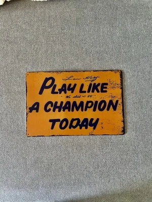 PLAC Play Like a Champion Today: Notre Dame Irish  Football Metal Sign 12x8 - Image 1 of 2