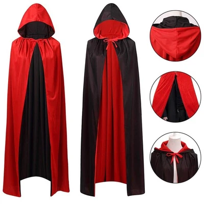 Vampir Umhang Halloween Kostüm Umhang mit Kapuze Doppelseitig Kapuzenumhang