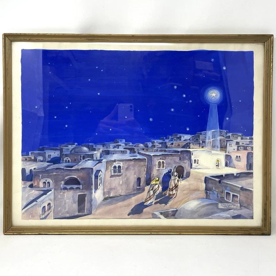 埃莉诺拉·马德森伯利恒之星水彩画宗教圣经耶稣复古 — 第 1/4 张图片