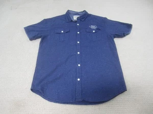Camicia Diesel uomo XL blu con bottoni manica corta doppie tasche Union Made - Foto 1 di 10