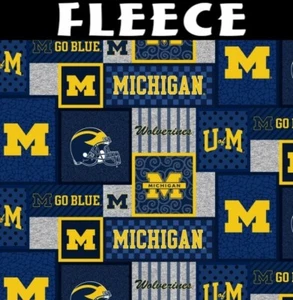 NCAA University of Michigan Patch MCHG-1177 Fleece Fabric by the Yard - Picture 1 of 2