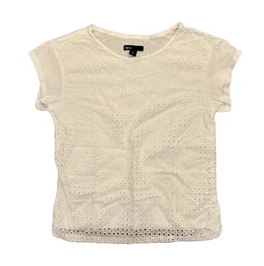GAP Kids Girls Top Size XL / 12 Short Sleeves Eyelet Tee Cotton White T-Shirt - Picture 1 of 12