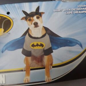 RUBIE'S BATMAN Dog Pet Costume Superhero DC Comics Size Medium Cape Shirt Hat