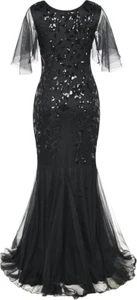 PrettyGuide Women's Evening Dress 1920s Sequin Deco Mermaid Maxi Long  L (B30) - Picture 1 of 7