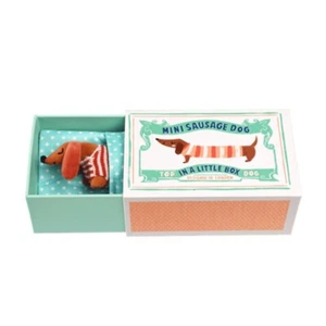 Mini Stofftier Dackel in einer kleinen Box Rex London Geschenkbox Sausage Dog - Picture 1 of 6