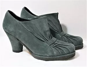 AUDLEY LONDON SHOES RETRO RUCHED PUMP COMFORT GRAY SUEDE HEELS BOOTIES 8.5 - Picture 1 of 9