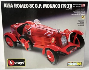 BURAGO 1:18 7014 ALFA ROMEO 8C GP MONACO 1931 DIECAST METAL MODEL KIT BOXED - Picture 1 of 9