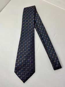 Oscar De La Renta Signature Logo Neck Tie Navy/Gold/Red - Picture 1 of 5