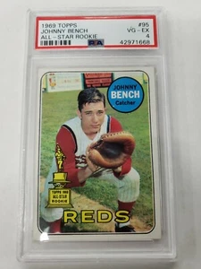 1969 Topps #95 Johnny Bench Reds All-Star Rookie MLB PSA 4 Graded Baseball Card - Bild 1 von 11