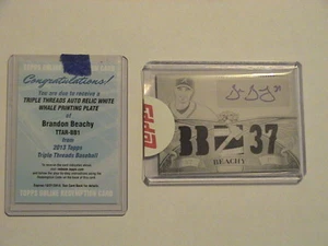 2013 TTT Brandon Beachy Atlanta Brave In Hand Redemption Relic Auto 1/1 - Picture 1 of 2