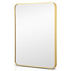 22" X 30" Bathroom Wall Mounted Mirror Aluminum Alloy Frame Decor Gold