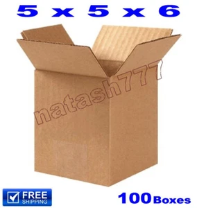 100 - 5x5x6 Cardboard Boxes 32-ECT Mailing Packing Shipping Corrugated Carton - Picture 1 of 1