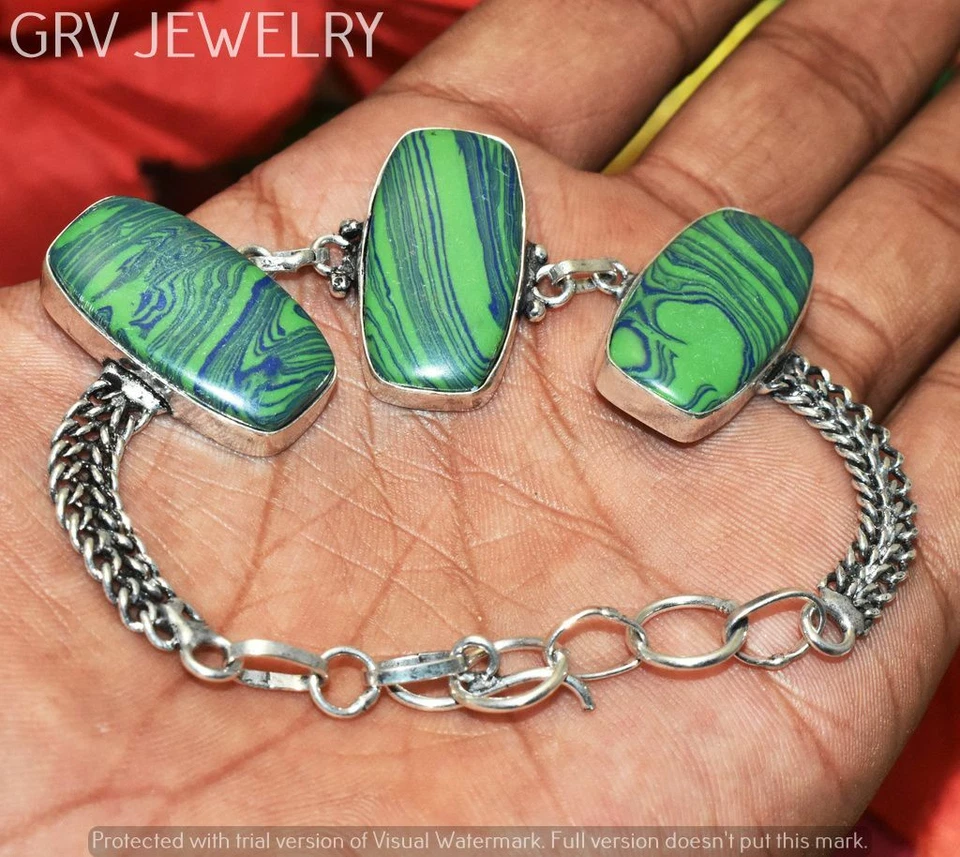 Rainbow Calsilica Bracelet 925 Sterling Silver Overlay Size 7"-8" U267B-115 - Image 1 of 1