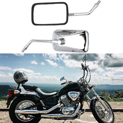 Chrome Rectangular Motorcycle Mirrors for Honda Shadow Spirit Aero ACE 750 1100 - Изображение 1 из 4