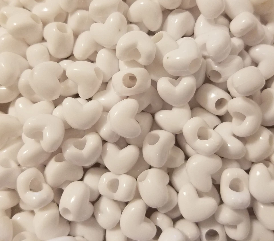 500 pcs Huge Lot of Heart Shaped Plastic Pony Beads Craft Jewelry 9mm x 12mm - Image 1 of 1