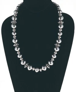Handmade Graduated Sterling Silver Bead Necklace By Navajo Artist Bryan Joe - Picture 1 of 4