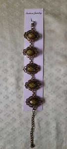 Fashion Jewerly Armband im antiken Stil aus Messing Grüne Perlen - Bild 1 von 2