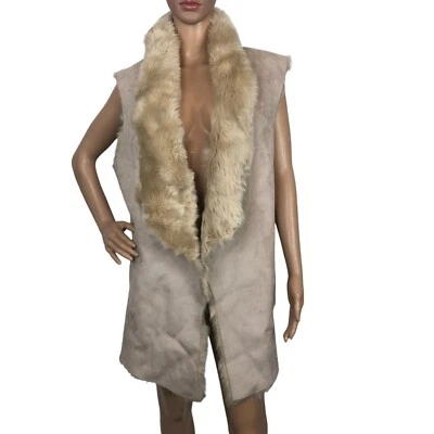 Chaleco Lane Bryant Nuevo con Etiquetas Imitación Gamuza Forrado de Piel Talla 10/12 Sin Mangas Abrigo De Gran Tamaño Foto 1 de 4