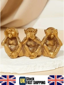 Gold Three Wise Monkeys Figur Hear No Evil See No Evil Speak No Evil Statue - Bild 1 von 5