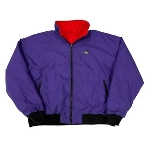 Vintage Woolrich Bomber Jacket Reversible Purple Red Mens XL Nylon Full Zip - Picture 1 of 13
