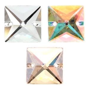 Genuine PRECIOSA 438 73 303 Square Sew-On Stones Crystals 2 Holes for Sewing - Picture 1 of 5